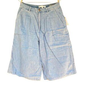 Pilcro and the Letterpress Mina Chambray Wide Crop Pant Blue Chino Shorts